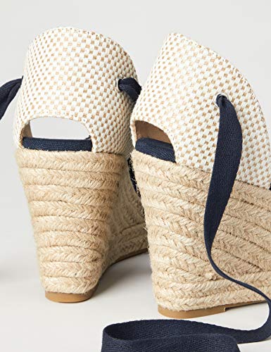 Marca Amazon - find. Wedge Close Toe Canvas Sandalias con cuña Tipo Alpargatas, Blau (Blue), 38 EU