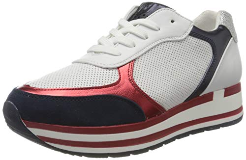 Marco Tozzi 2-2-23700-34, Zapatillas Mujer, Multicolor (White/Navy M. 128), 41 EU