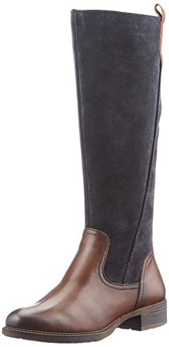 Marco Tozzi 2-2-25504-25 Wildleder Langschaftstiefel, Botas a la Altura de Rodilla Mujer, DK.Navy Comb, 36 EU