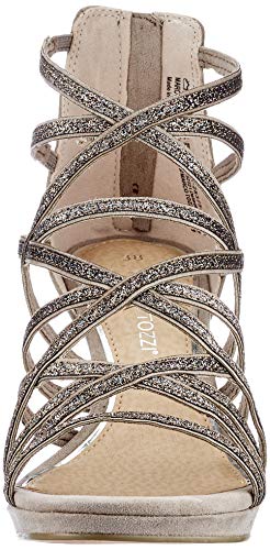 MARCO TOZZI 2-2-28373-26 Damen Sandale, Sandalia con taln Mujer, Taupe Comb, 41 EU