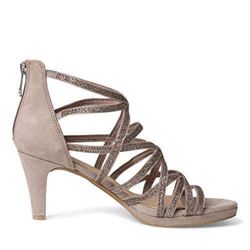 MARCO TOZZI 2-2-28373-26 Damen Sandale, Sandalia con taln Mujer, Taupe Comb, 41 EU