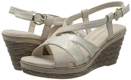 MARCO TOZZI 2-2-28395-24, Sandalia con Pulsera Mujer, Beige Arena Comb 313, 39 EU