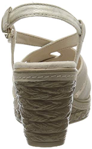 MARCO TOZZI 2-2-28395-24, Sandalia con Pulsera Mujer, Beige Arena Comb 313, 39 EU