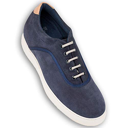 Masaltos Zapatos con Alzas para Hombre. Aumentan Altura hasta 7 cm. Fabricados EN Piel. Modelo Brooklyn (42, Azul)