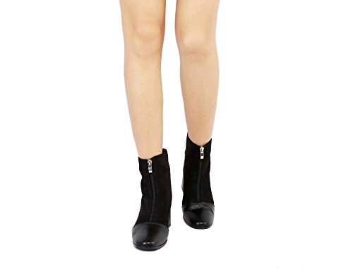 Maxmuxun Botines para Mujer Cómodo Tacón Medio Moda Tobillo Negro Tamaño 41