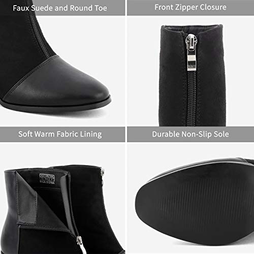 Maxmuxun Botines para Mujer Cómodo Tacón Medio Moda Tobillo Negro Tamaño 41