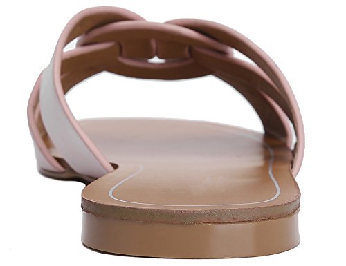 MaxMuxun Chancleta Rosa con Cordones Cruzados Plana Casual Salir de Compra Mujer Talla 40 EU