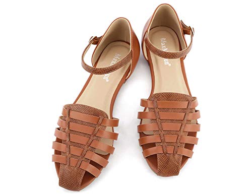 MaxMuxun Sandalias de Vestir con Tira del Tobillo Marrón Cotidiana Agradable de Cita para Mujer Tamaña 40 EU