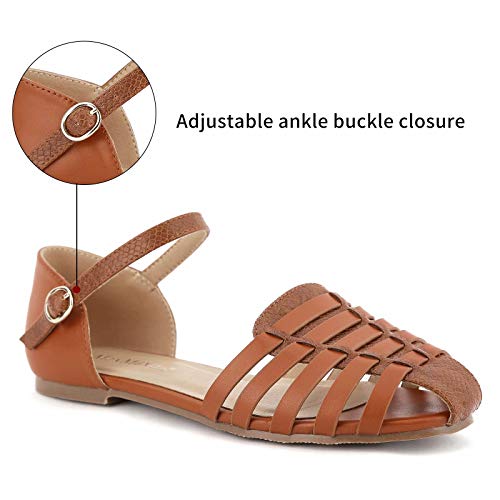MaxMuxun Sandalias de Vestir con Tira del Tobillo Marrón Cotidiana Agradable de Cita para Mujer Tamaña 40 EU