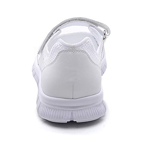 MecKiss - Zapatillas de deporte para mujer, para verano, para el tiempo libre, fitness, caminar, con cierre de velcro, color Blanco, talla 39 EU
