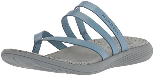 Merrell Duskair Seaway Post Sandalias de cuero para mujer, Azul (Azul (Blue Heaven)), 42 EU