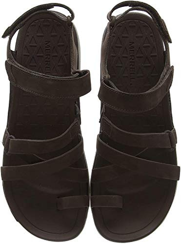 Merrell Trailway Wrap Leather, Sandalias con Tira Vertical Mujer, Marrón (Bracken), 40 EU