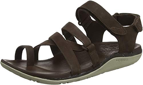 Merrell Trailway Wrap Leather, Sandalias con Tira Vertical Mujer, Marrón (Bracken), 40 EU