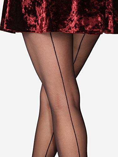 Merry Style Medias Mallas Finas Transparentes con Estampado Lencería Sexy Mujer MS 116 20 DEN (Negro, L)