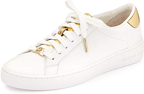 MICHAEL KORS mujeres bajas zapatillas de deporte 43S6IRFS1L IRVING ATA PARA ARRIBA BLANCO / ORO talla 38 Blanco / oro