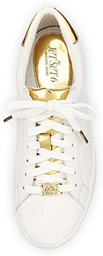 MICHAEL KORS mujeres bajas zapatillas de deporte 43S6IRFS1L IRVING ATA PARA ARRIBA BLANCO / ORO talla 38 Blanco / oro