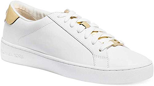MICHAEL KORS mujeres bajas zapatillas de deporte 43S6IRFS1L IRVING ATA PARA ARRIBA BLANCO / ORO talla 38 Blanco / oro