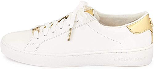 MICHAEL KORS mujeres bajas zapatillas de deporte 43S6IRFS1L IRVING ATA PARA ARRIBA BLANCO / ORO talla 38 Blanco / oro