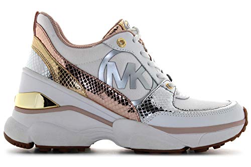 MICHAEL MICHAEL KORS Mickey Zapatillas Moda Femmes Blanco/Rosa/Gold - 37.5 EU 7.5 US - Zapatillas Bajas