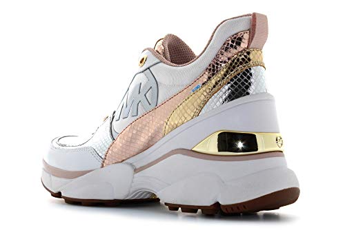 MICHAEL MICHAEL KORS Mickey Zapatillas Moda Femmes Blanco/Rosa/Gold - 37.5 EU 7.5 US - Zapatillas Bajas