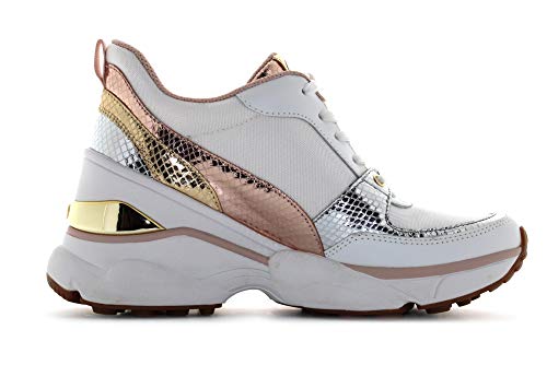 MICHAEL MICHAEL KORS Mickey Zapatillas Moda Femmes Blanco/Rosa/Gold - 37.5 EU 7.5 US - Zapatillas Bajas
