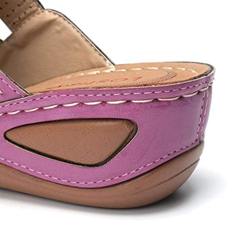 Mihoutao Sandalias cómodas de Plataforma de Cuero para Mujer con Soporte de Arco ortopédico Verano al Aire Libre Transpirable Diapositiva Abierta para Mujeres/Damas/niñas