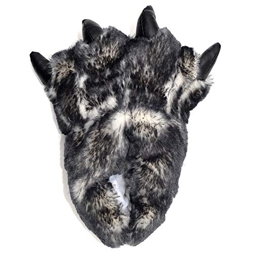 Millffy Zapatillas Divertidas Oso Grizzly Peluche Animal Peludo Garra Paw Zapatillas Niños, Niños y Adultos Disfraz Calzado (Large - (Talla de Mujer), Garra de Punta Negra)