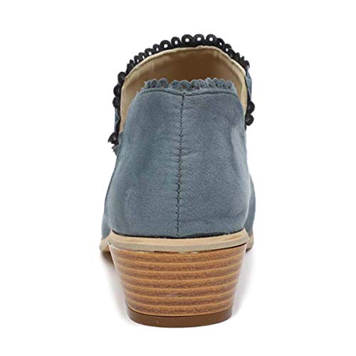 Minetom Botines Mujer Tacón Medio, Chelsea Piel Elásticos 5 Cm Zapatos De Botas Comodos Fiesta Vintage Negro Gris Marrón 35-43 Verde 40 EU