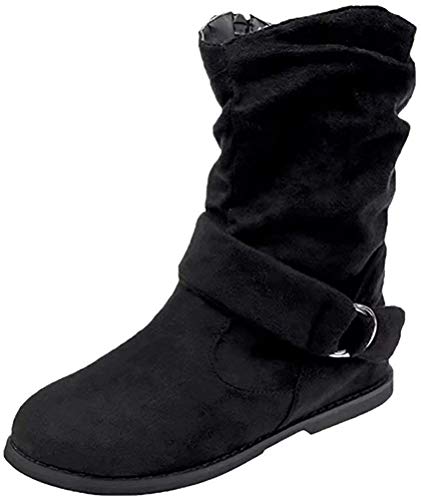Minetom Mujer Corta Invierno Forrada De Piel Nieve Lluvia Zapato Botas Negro 37 EU