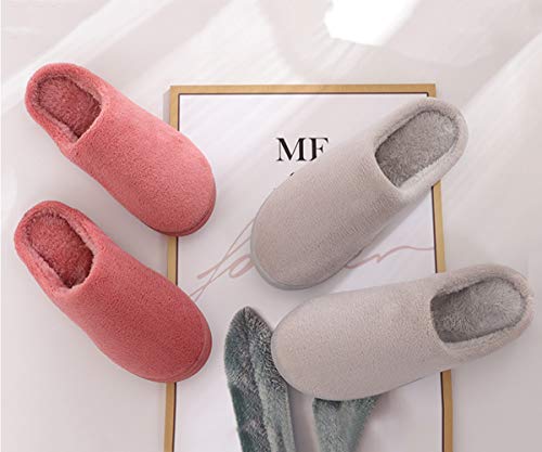 Minetom Mujer Hombre Invierno Zapatillas de Estar Cerradas Calienta Pantuflas Unisexo Antideslizante Suave Cálido Peluche Zapatos para Exterior e Interior B Gris 41/42 EU