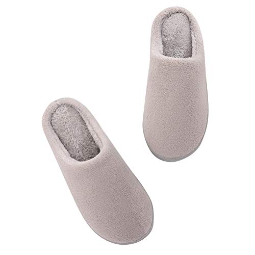Minetom Mujer Hombre Invierno Zapatillas de Estar Cerradas Calienta Pantuflas Unisexo Antideslizante Suave Cálido Peluche Zapatos para Exterior e Interior B Gris 41/42 EU