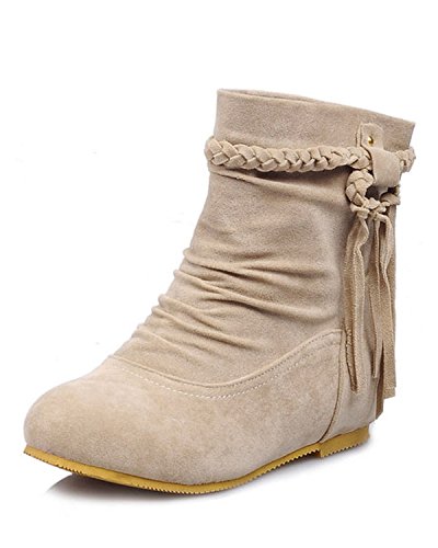 Minetom Mujer Otoño E Invierno Calentar Botas De Flecos Moda Zapatos Cargadores Cómodo Botines Beige EU 38