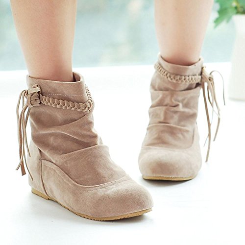Minetom Mujer Otoño E Invierno Calentar Botas De Flecos Moda Zapatos Cargadores Cómodo Botines Beige EU 38