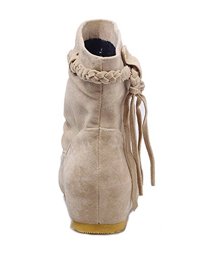 Minetom Mujer Otoño E Invierno Calentar Botas De Flecos Moda Zapatos Cargadores Cómodo Botines Beige EU 38
