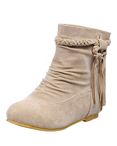 Minetom Mujer Otoño E Invierno Calentar Botas De Flecos Moda Zapatos Cargadores Cómodo Botines Beige EU 38
