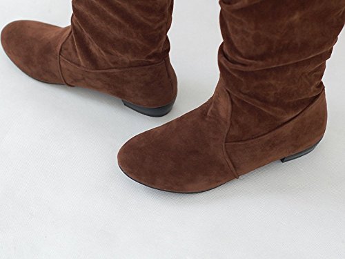 Minetom Mujer Otoño Invierno Botas de Gamuza Botines de Tacón Bajo Botas de Nieve Moda Zapatos Planos Amarillo EU 35