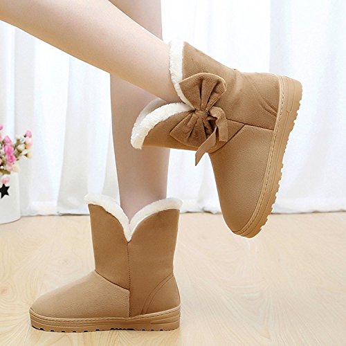 Minetom Mujeres Otoño Invierno Botines Zapatos Calientes Moda Botas Con Bowknot Marrón EU 40