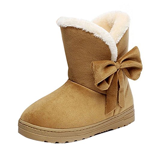Minetom Mujeres Otoño Invierno Botines Zapatos Calientes Moda Botas Con Bowknot Marrón EU 40