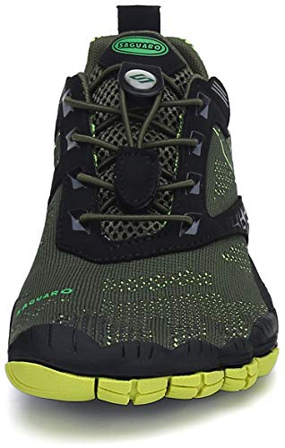 Minimalistas Zapatillas Hombre Mujer Barefoot Zapatillas Ligera Calzado Barefoot Cinco Dedos Zapatos de Trail Respirables Verde 42 EU
