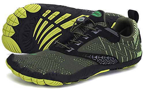 Minimalistas Zapatillas Hombre Mujer Barefoot Zapatillas Ligera Calzado Barefoot Cinco Dedos Zapatos de Trail Respirables Verde 42 EU