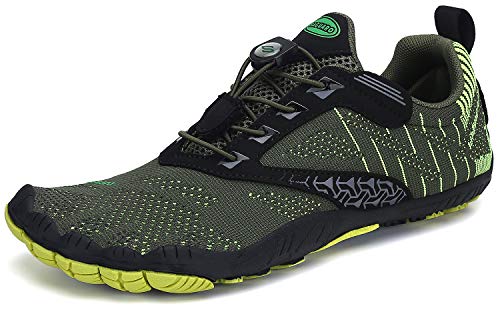 Minimalistas Zapatillas Hombre Mujer Barefoot Zapatillas Ligera Calzado Barefoot Cinco Dedos Zapatos de Trail Respirables Verde 42 EU