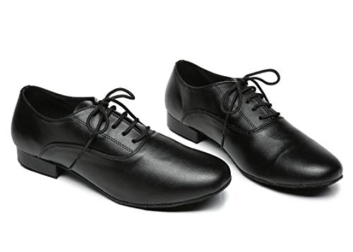 Minitoo de Hombre jf250501 Cómodo Piel Baile Latina Zapatos de Baile, Color Negro, Talla 44 EU (10 UK)