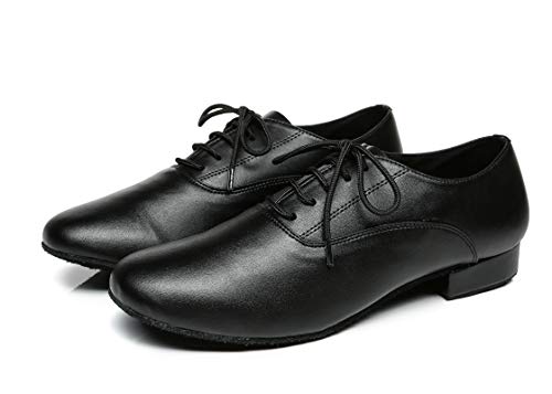 Minitoo de Hombre jf250501 Cómodo Piel Baile Latina Zapatos de Baile, Color Negro, Talla 44 EU (10 UK)