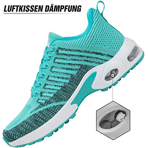 Mishansha Air Zapatos de Running Mujer Antideslizante Zapatillas de Deportes Femenino Ligeros Calzado Jogging Gimnasio Sneakers Verde, Gr.39 EU