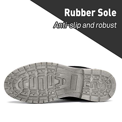 Mishansha Botas de Invierno Mujer Hombre Botas de Nieve de Cuero PU Plano con Forro de Piel - Impermeables Calentitas y Antideslizantes (Negro, 42 EU)