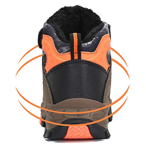 Mishansha Botas de Senderismo para Niños Calor Invierno Zapatillas de Trekking Botas de Montaña Impermeables Botas para la Nieve Resistente al Desgaste, Naranja 34