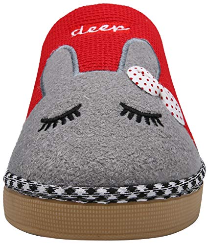 Mishansha Hombre Mujer Zapatillas de Casa para Invierno Otoño, con Forro de Felpa y Suela Dura, Cómodas/Blanditas/Mulliditas y Calentitas(Rojo, 35/36 EU - Tamaño del Fabricante: 36/37 CN)