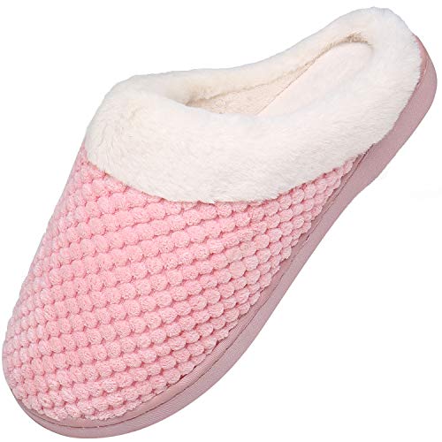 Mishansha Hombre Zapatillas Casa Invierno de Espuma Viscoelástica Antideslizantes CáLido Pantuflas Mujer de Interior y Exterior Rosado Gr.40/41