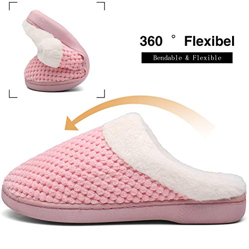 Mishansha Hombre Zapatillas Casa Invierno de Espuma Viscoelástica Antideslizantes CáLido Pantuflas Mujer de Interior y Exterior Rosado Gr.40/41