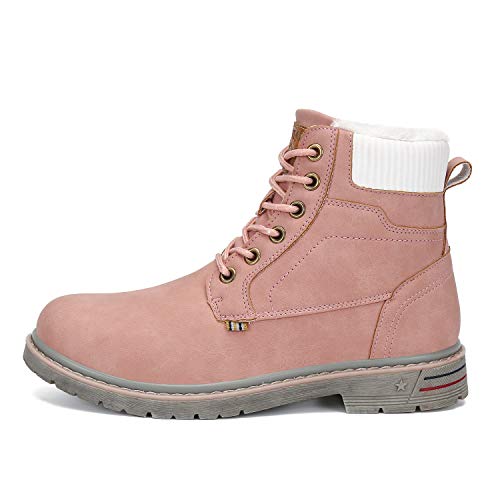 Mishansha Invierno Botas Mujer Trekking Botas de Nieve Impermeables Botines Antideslizantes Calientes Aire Libre Boots Rosa 38 EU